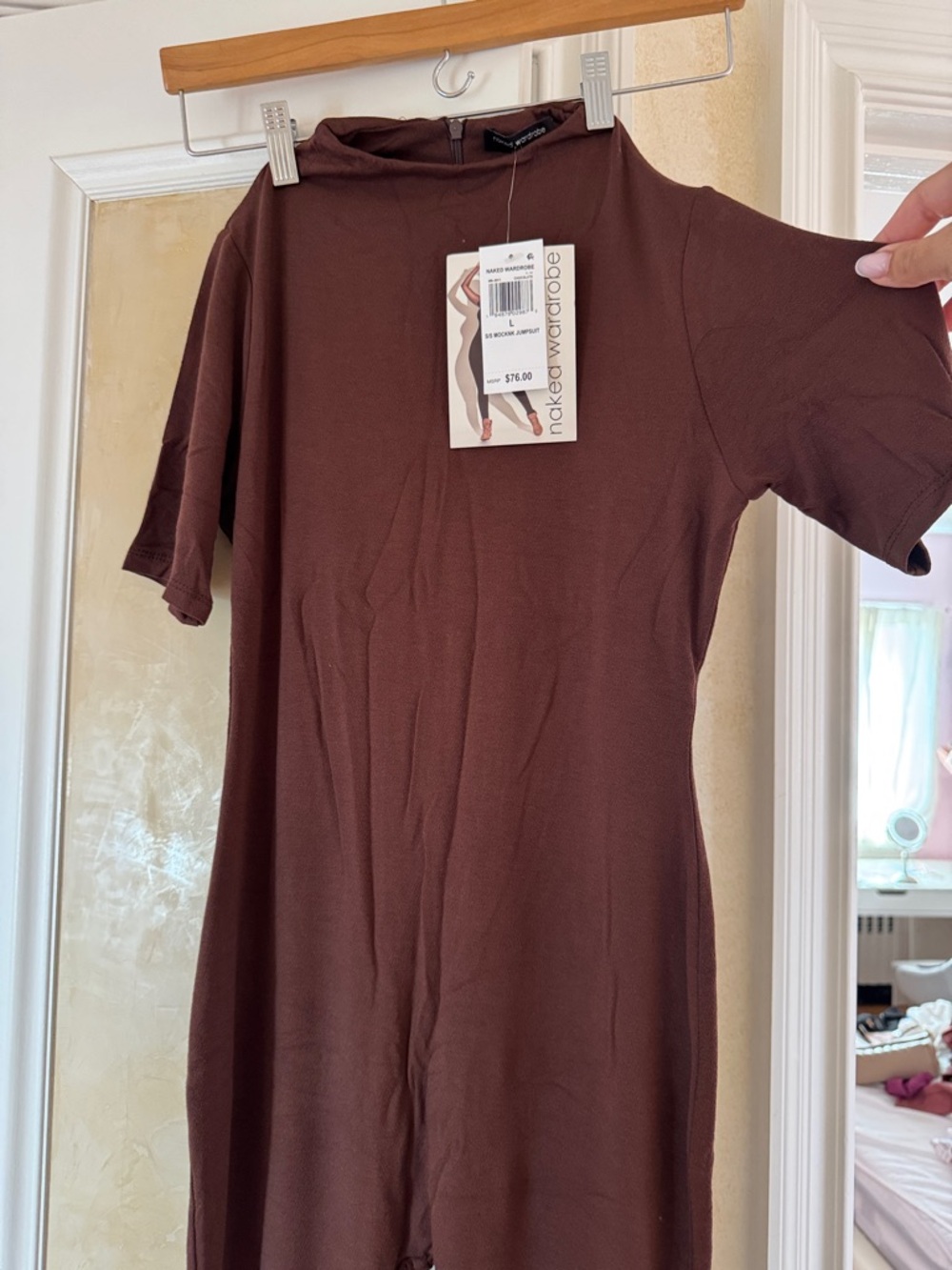 naked wardrobe Chocolate Brown Short-Sleeve Jumpsuit